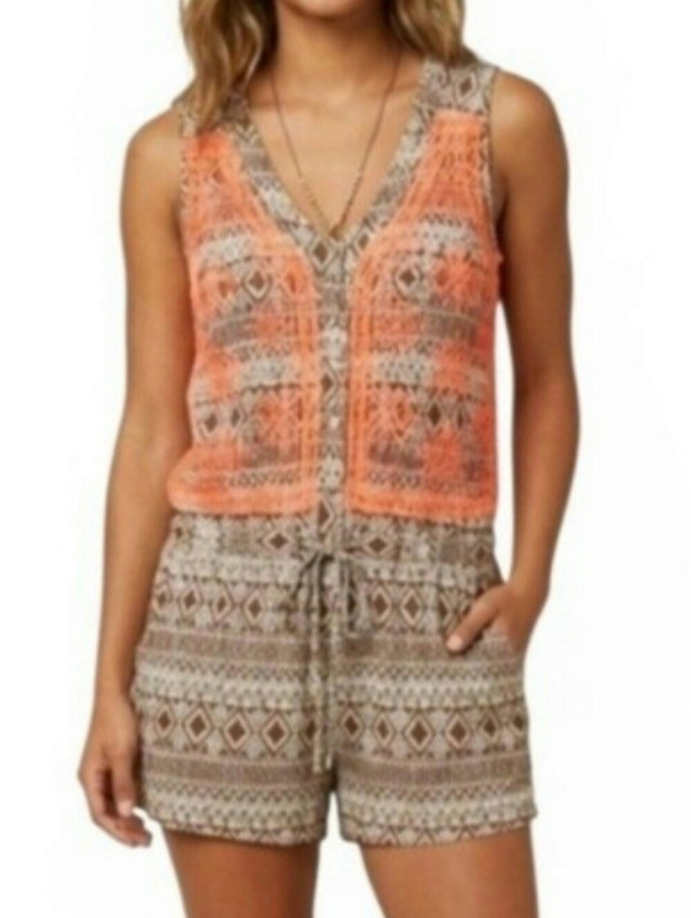 Uncle Frank Geometric Boho Romper Size XS